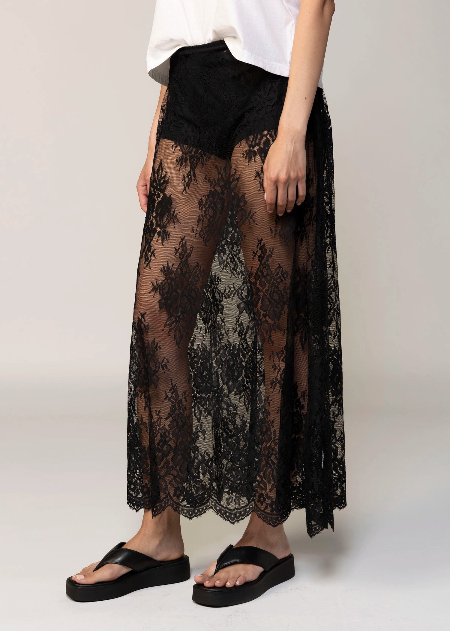 swatch_Black sheer lace maxi skirt