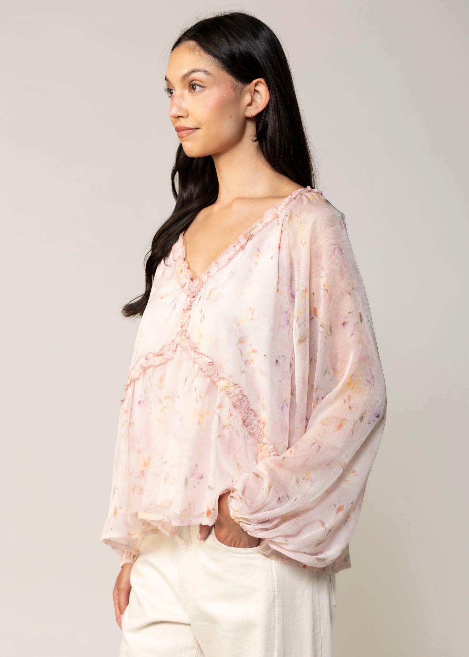 swatch_Pink Floral flowy blouse