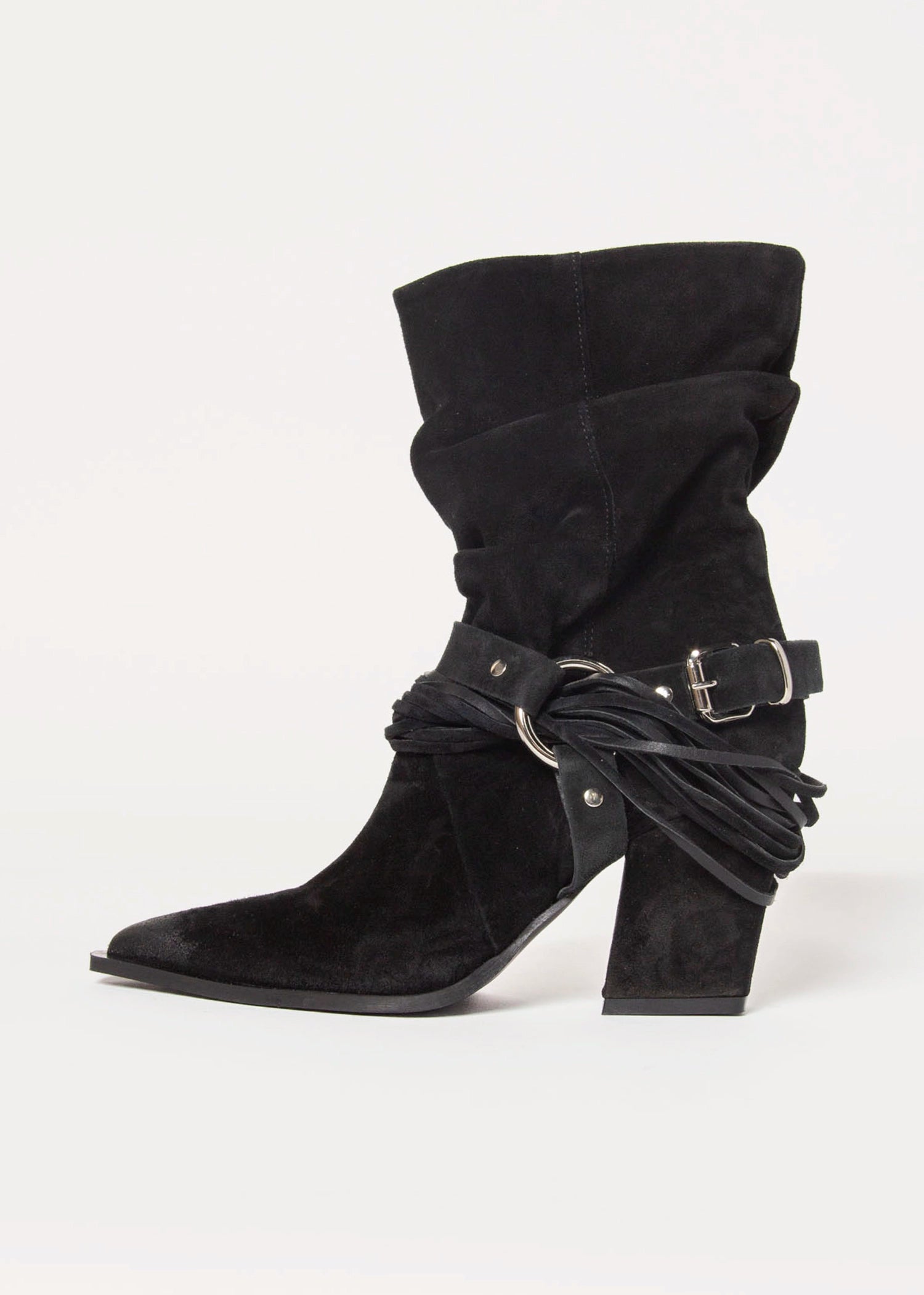 swatch_black suede moto boot