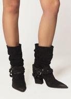 swatch_black suede moto boot
