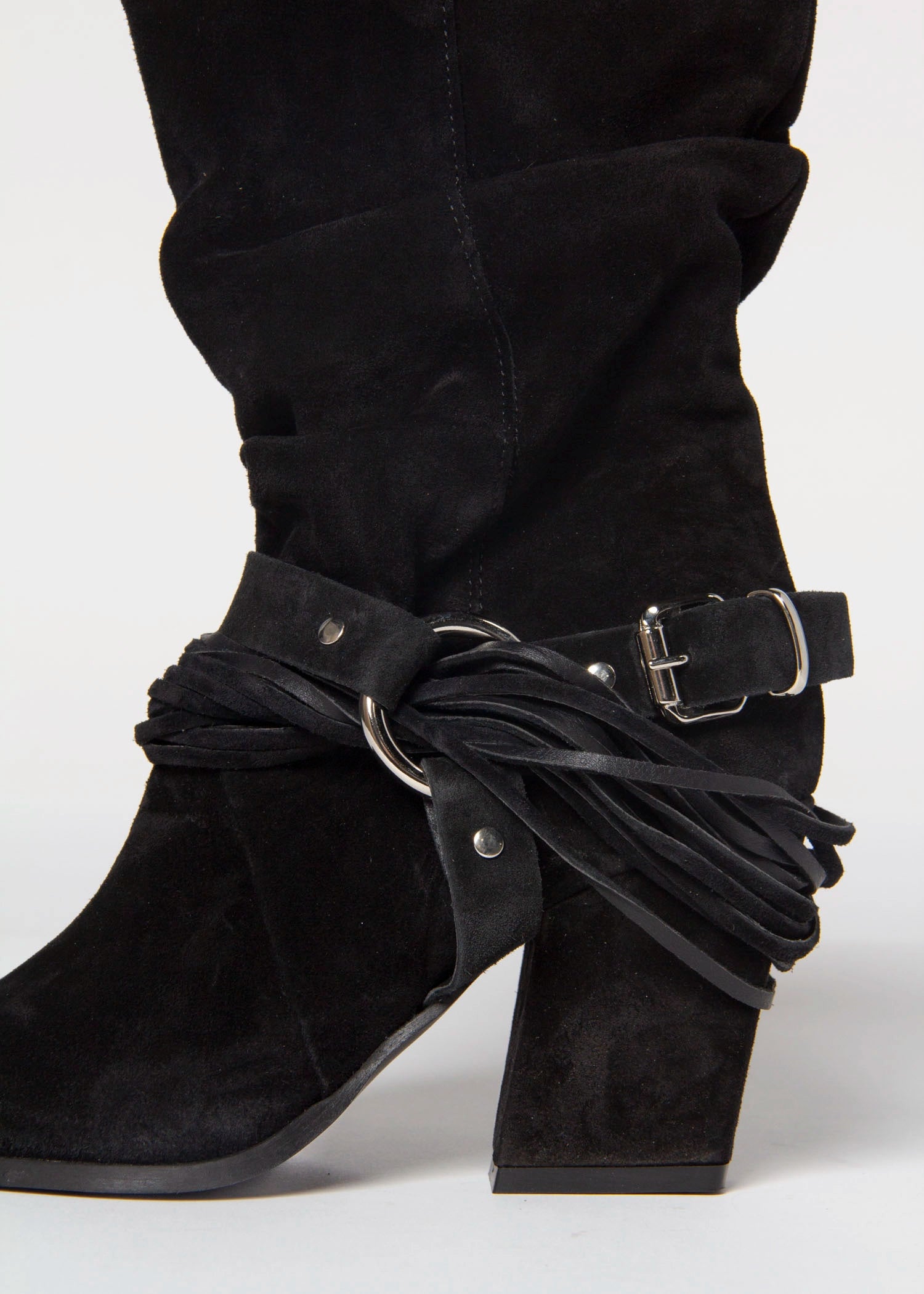 swatch_black suede moto boot