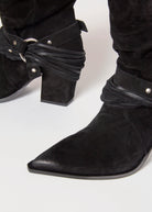 swatch_black suede moto boot