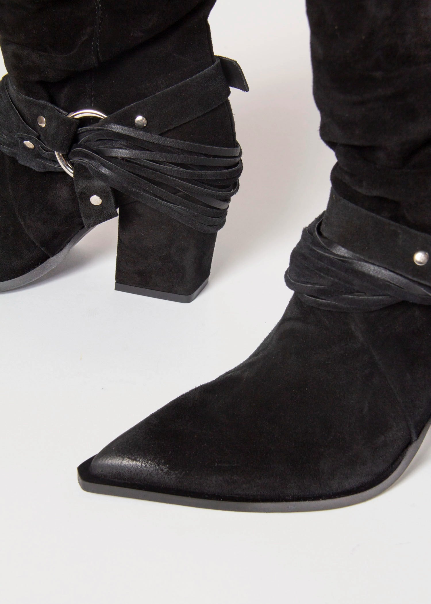swatch_black suede moto boot