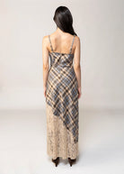 swatch_Brown/Blue Plaid lace inset maxi dress