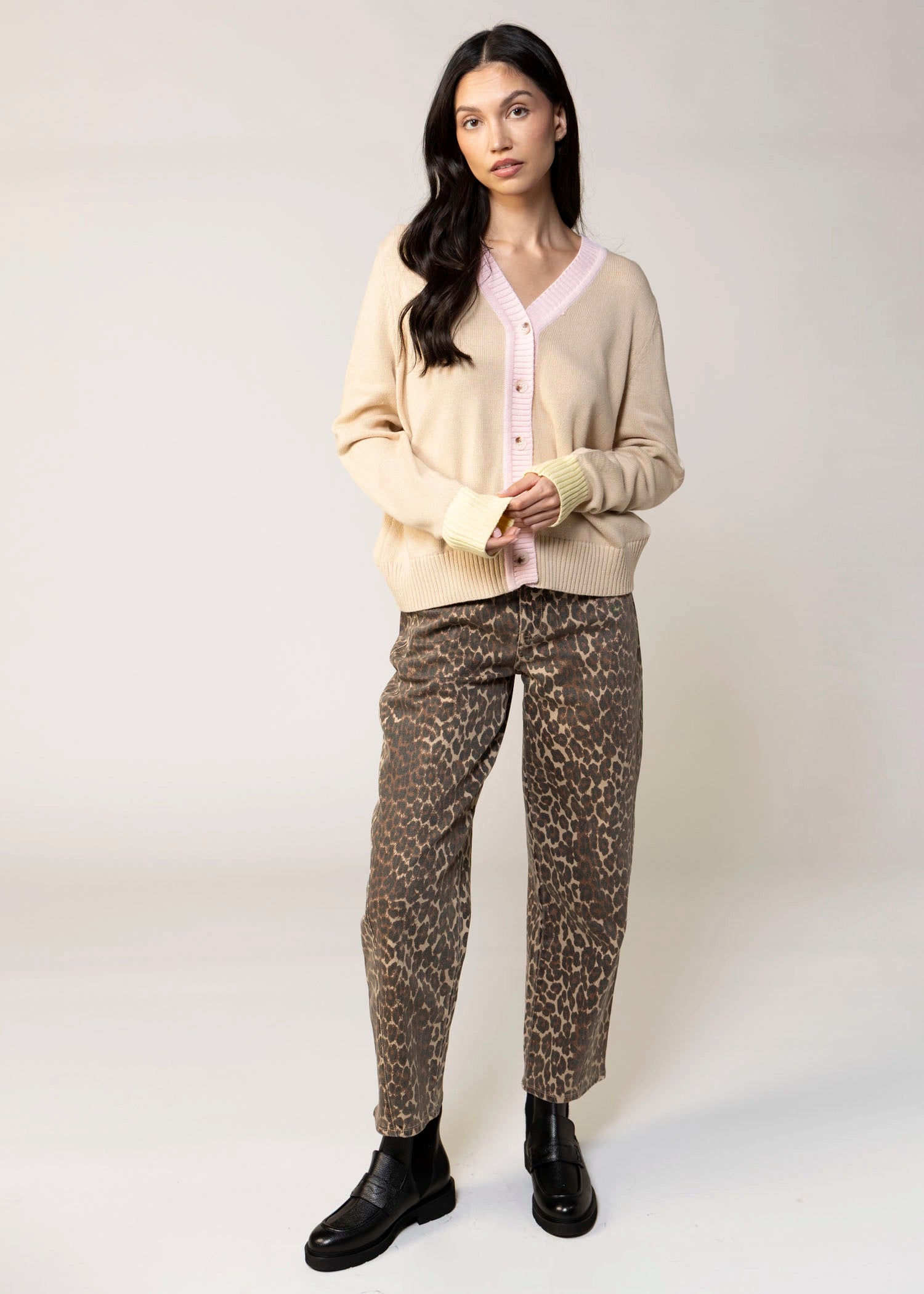 swatch_Soft Beige little lies faye colorblock cardigan
