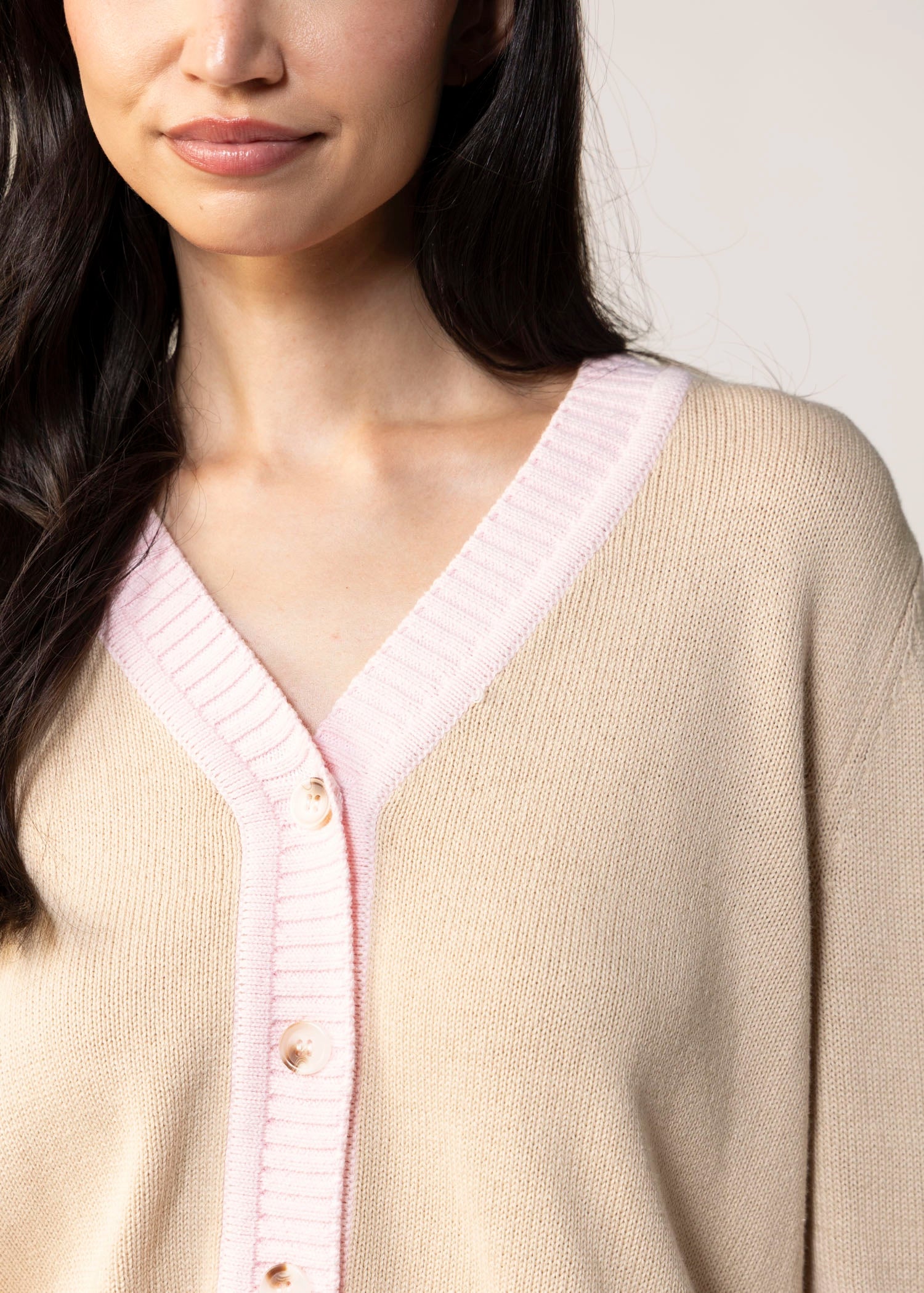 swatch_Soft Beige little lies faye colorblock cardigan