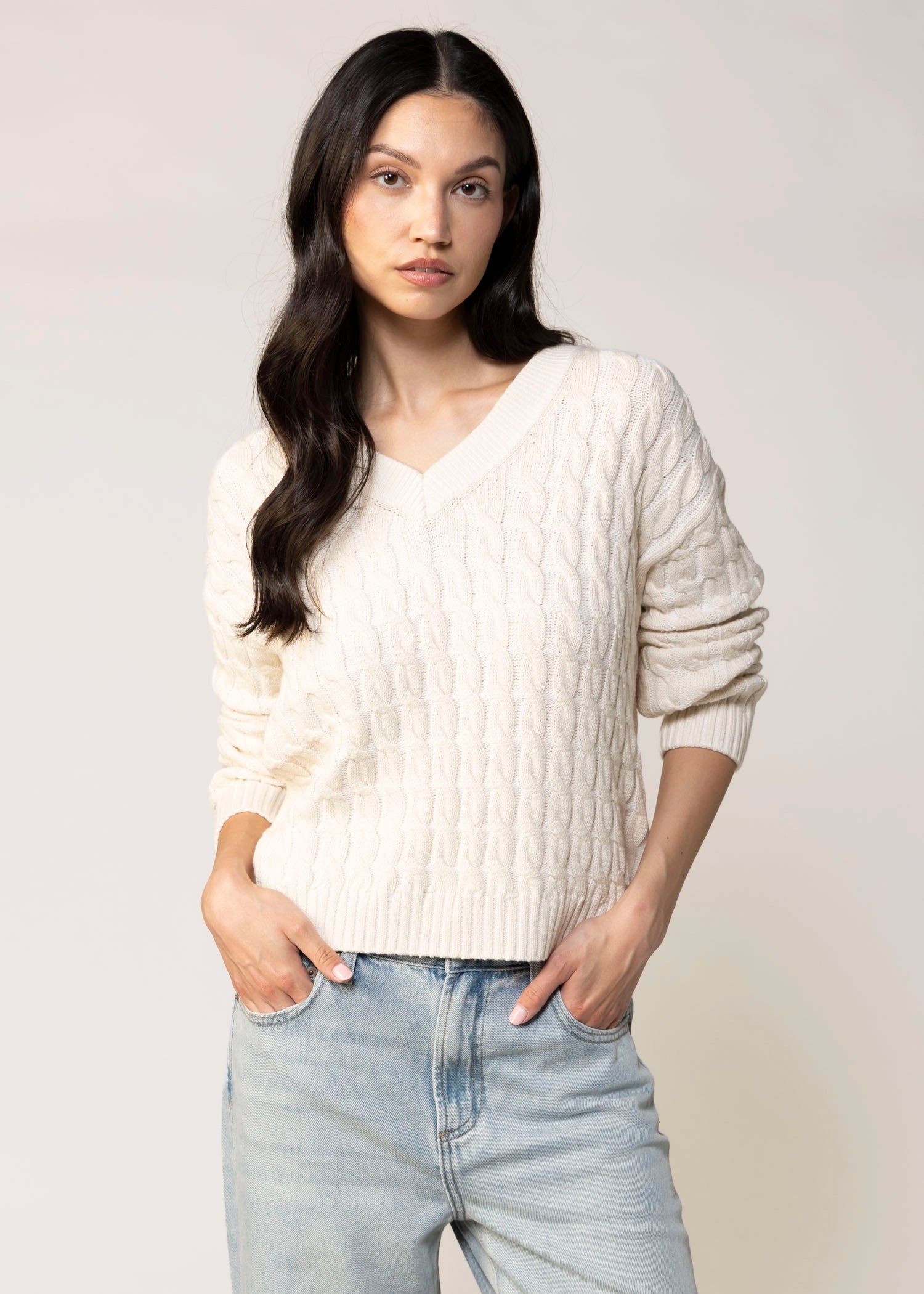 swatch_Cream stitches and stripes rossi vneck sweater