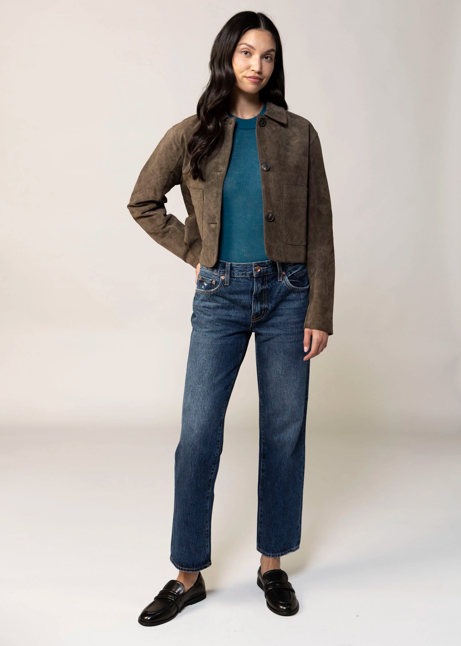 swatch_Brown blank nyc black coffee cropped suede jacket