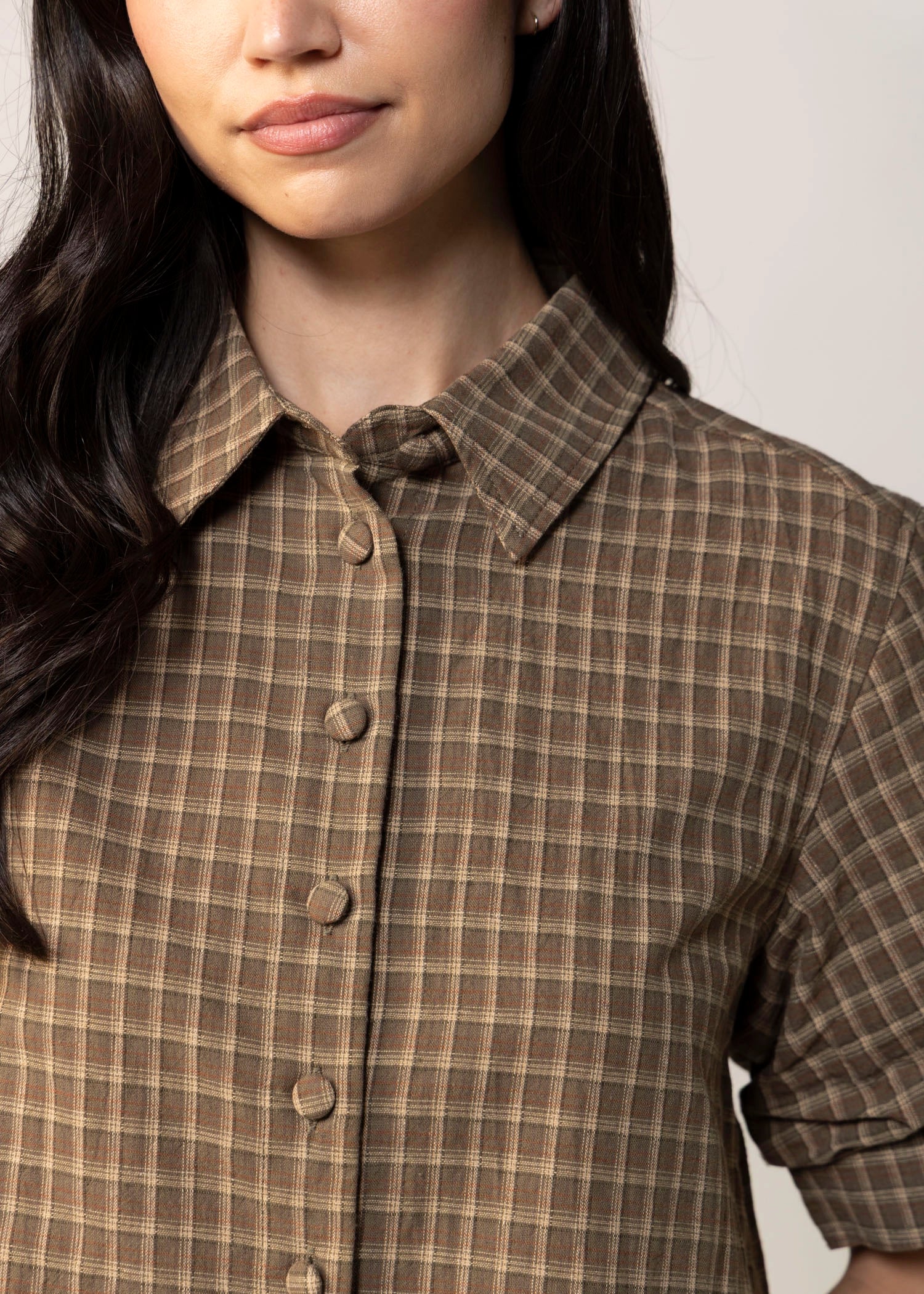 swatch_Olive Plaid kanney button down shirt