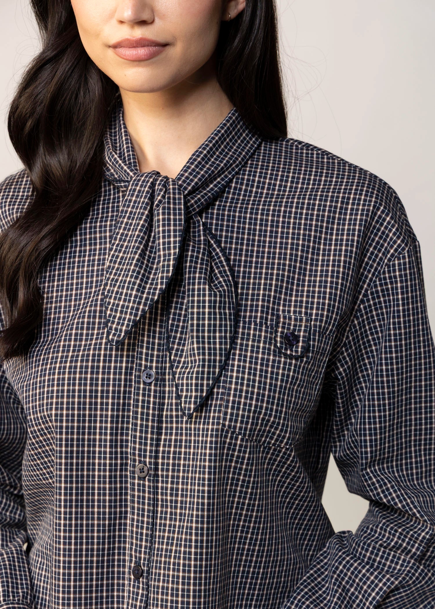 swatch_Navy greylin honey check button down shirt