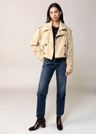swatch-Khaki avec les filles cropped funnel neck trench jacket