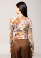 swatch_Multi avec les filles printed mesh long sleeve top