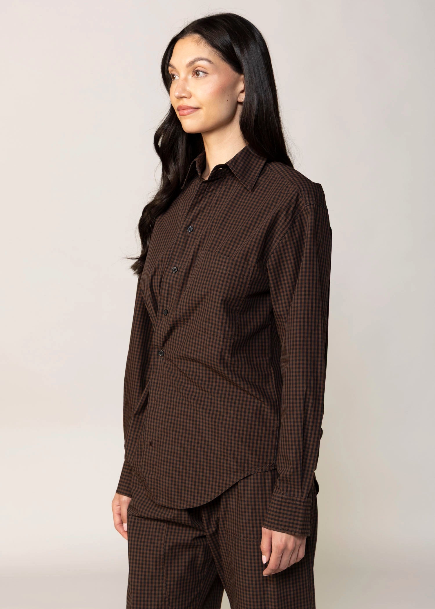 swatch_Brown/Black pistola mila button down shirt