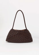 swatch_Coffee vegan leather woven shoulder bag