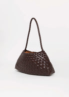 swatch_Coffee vegan leather woven shoulder bag