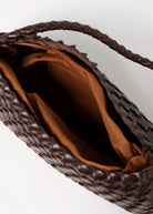 swatch_Coffee vegan leather woven shoulder bag