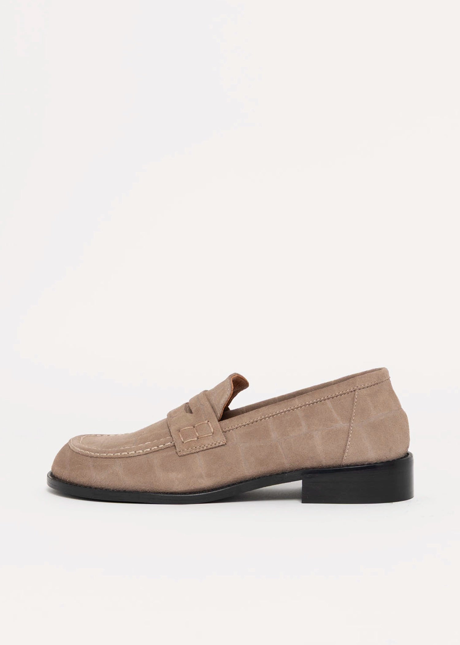 swatch_Taupe Suede louisa penny loafer flat shoes