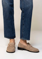 swatch_Taupe Suede louisa penny loafer flat shoes