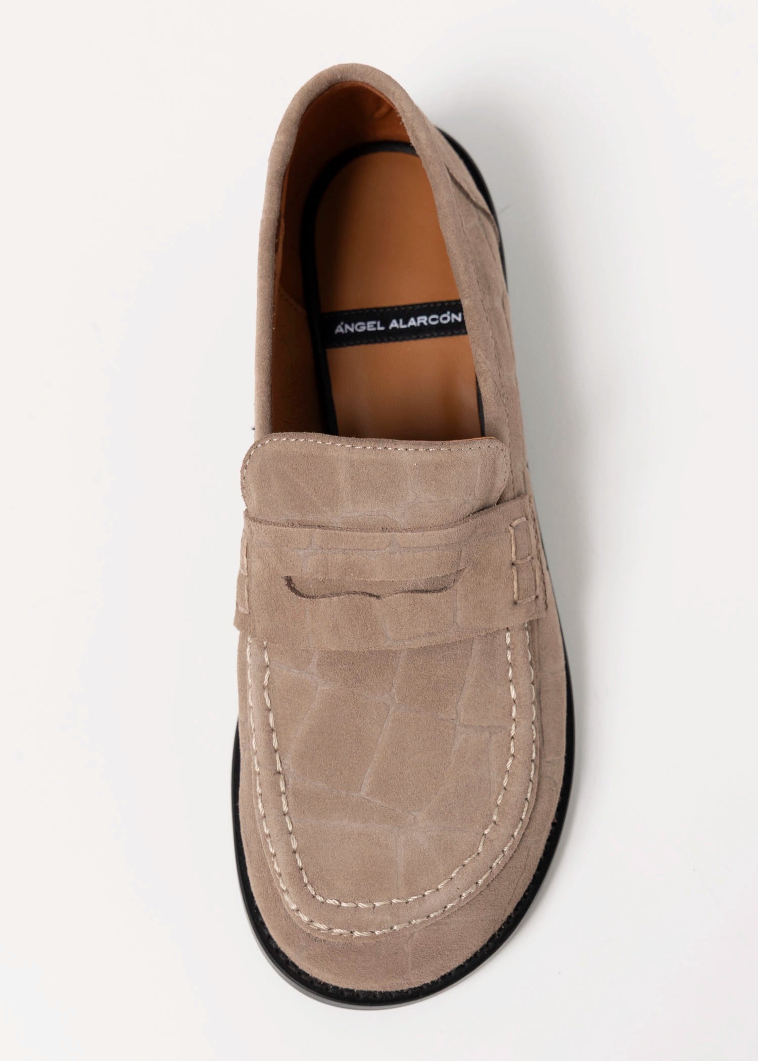 swatch_Taupe Suede louisa penny loafer flat shoes