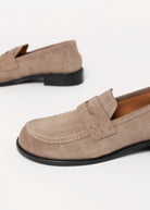 swatch_Taupe Suede louisa penny loafer flat shoes