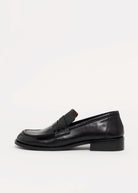 swatch_Black Leather louisa penny loafer flat shoes