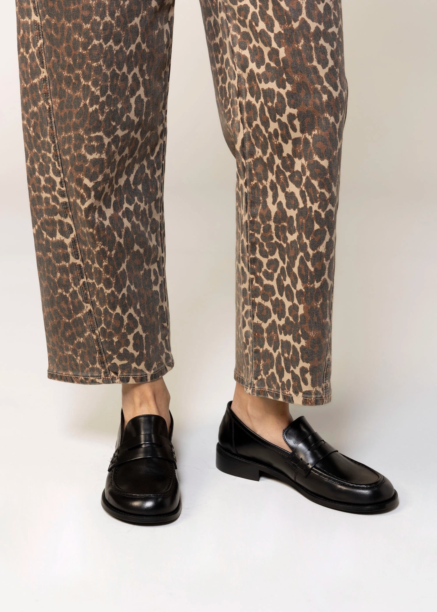 swatch_Black Leather louisa penny loafer flat shoes