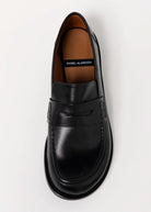 swatch_Black Leather louisa penny loafer flat shoes