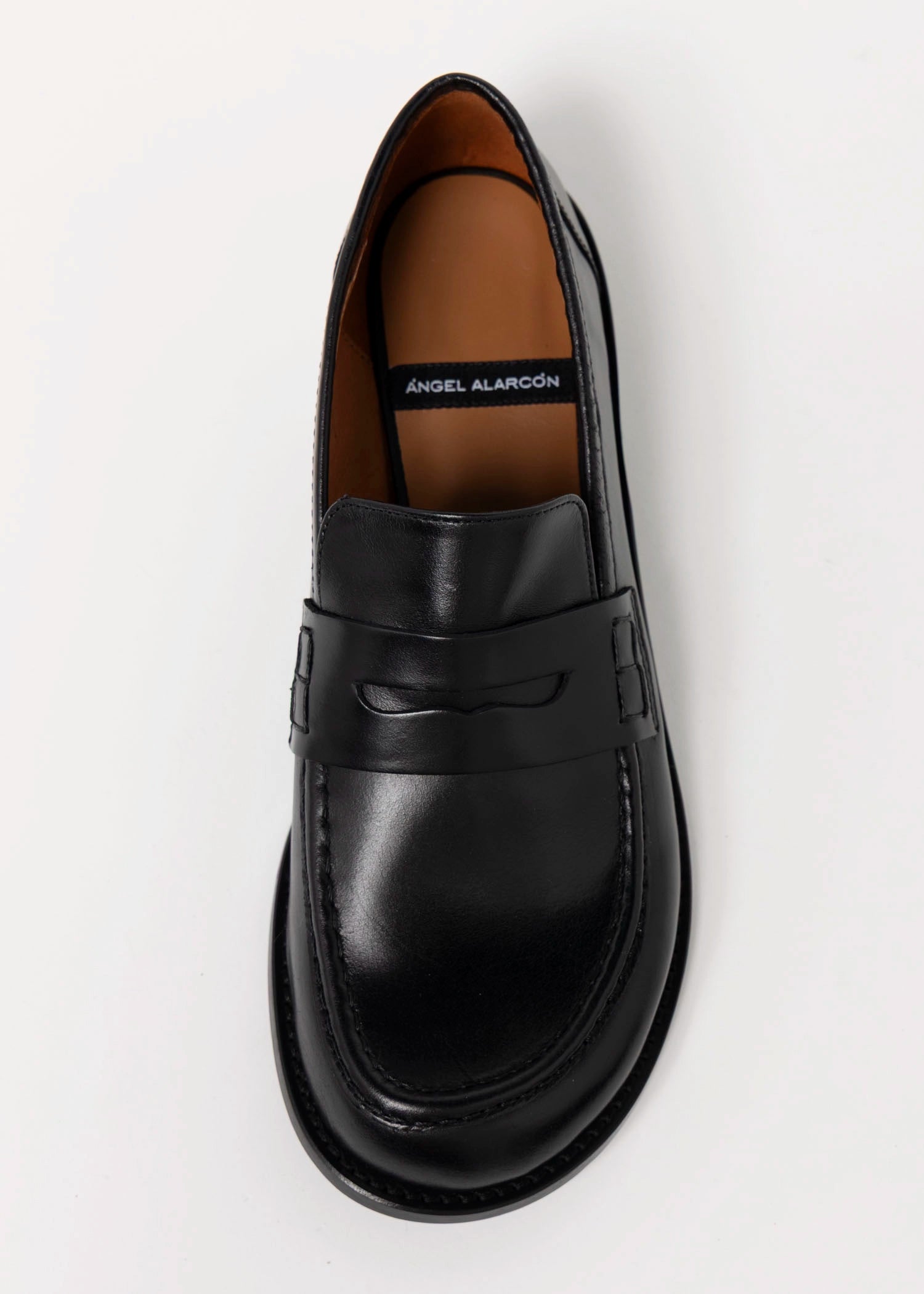 swatch_Black Leather louisa penny loafer flat shoes