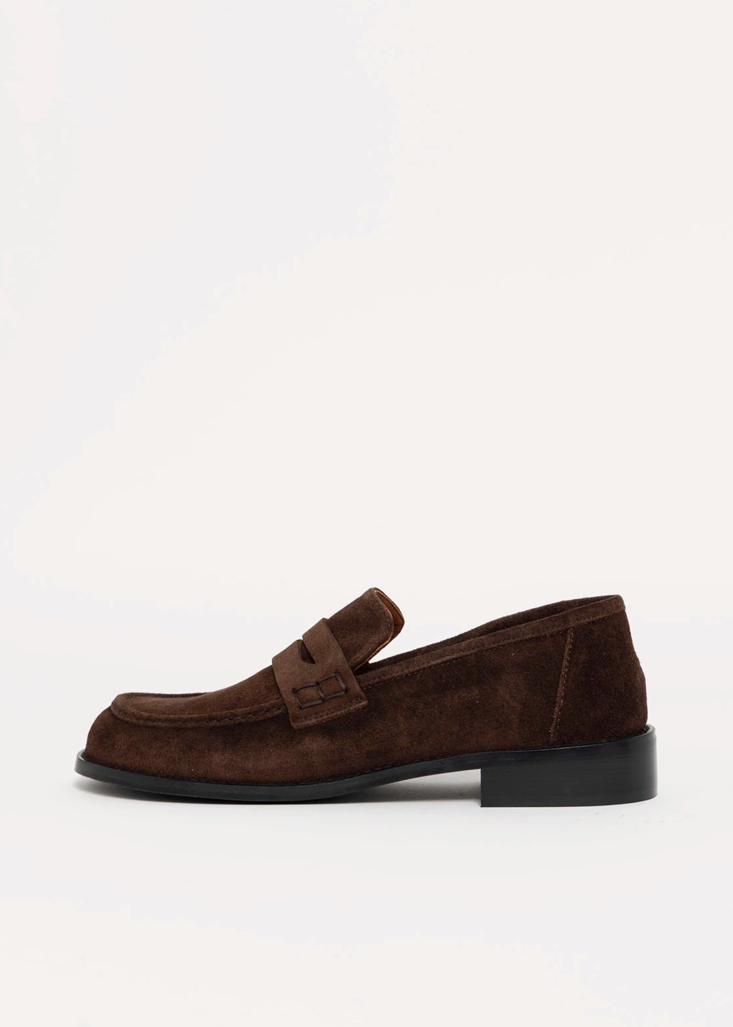 swatch_Chocolate Suede louisa penny loafer flat shoes