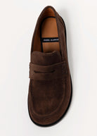 swatch_Chocolate Suede louisa penny loafer flat shoes