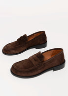 swatch_Chocolate Suede louisa penny loafer flat shoes