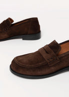 swatch_Chocolate Suede louisa penny loafer flat shoes