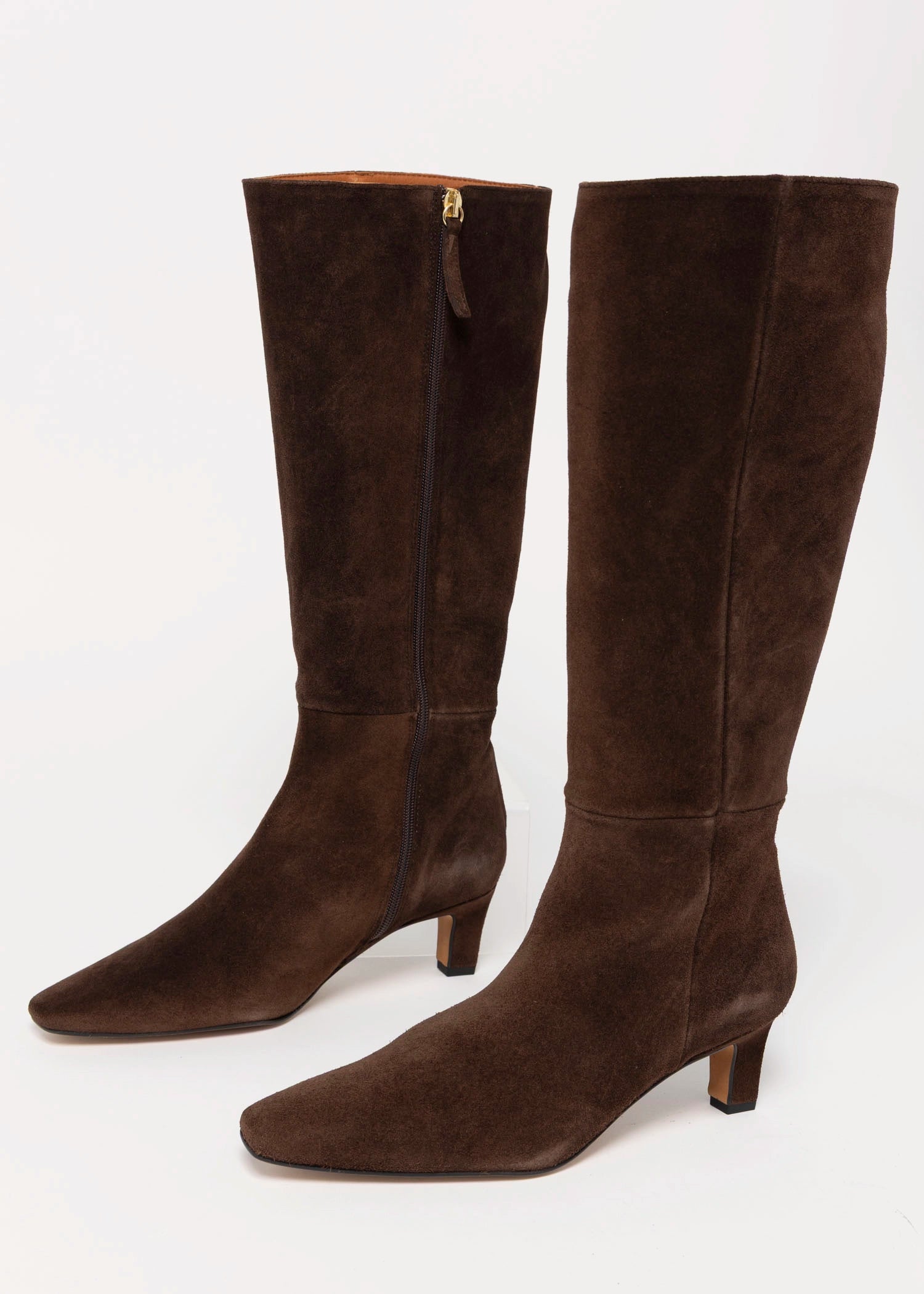 swatch_Chocolate Suede angel alarcon tall heeled suede knee high boot