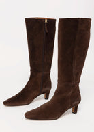 swatch_Chocolate Suede angel alarcon tall heeled suede knee high boot