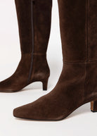 swatch_Chocolate Suede angel alarcon tall heeled suede knee high boot