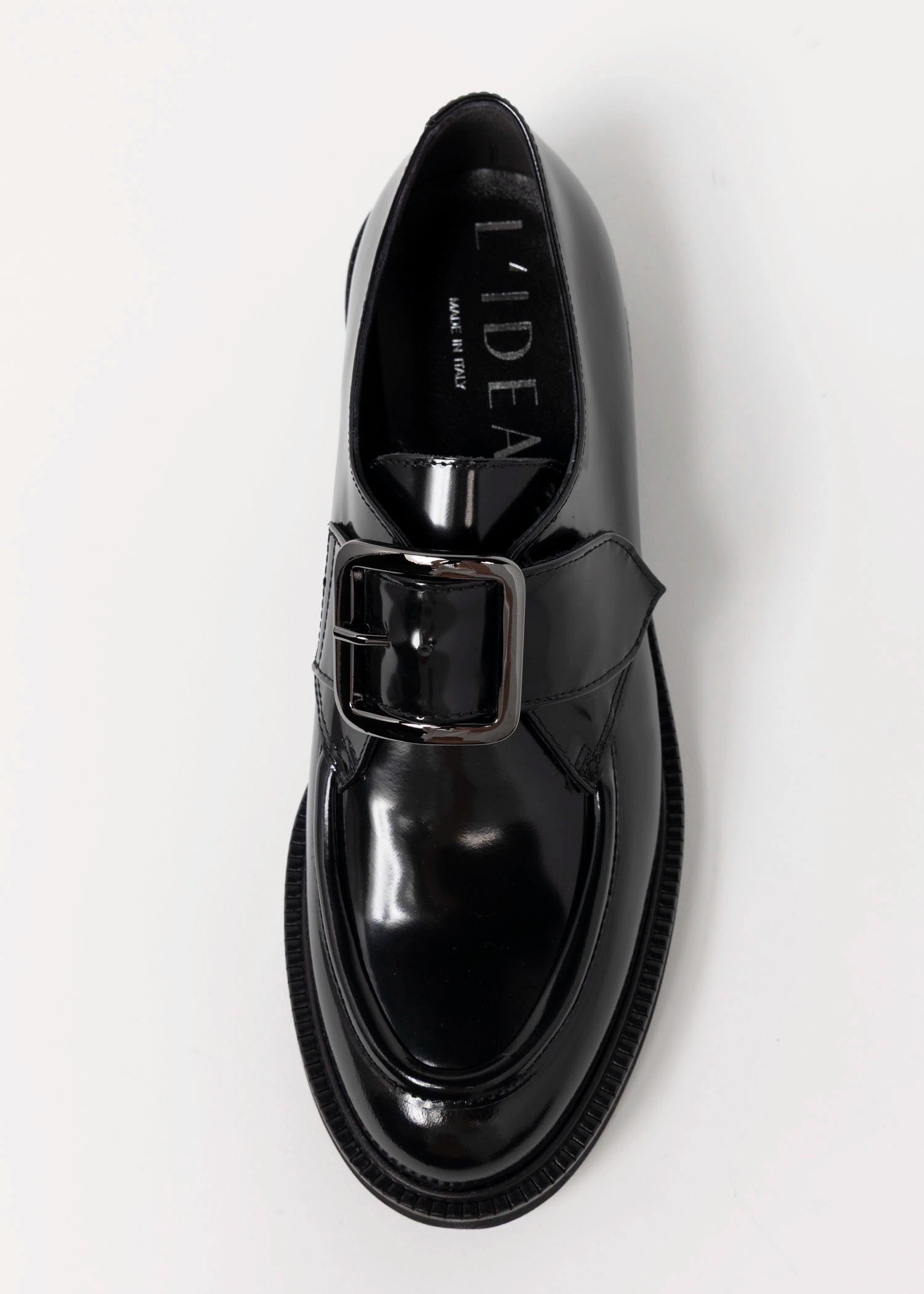 swatch_Black Leather l'idea single buckle loafer
