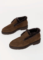 swatch_Chocolate Suede l'idea shearling trim ankle bootie