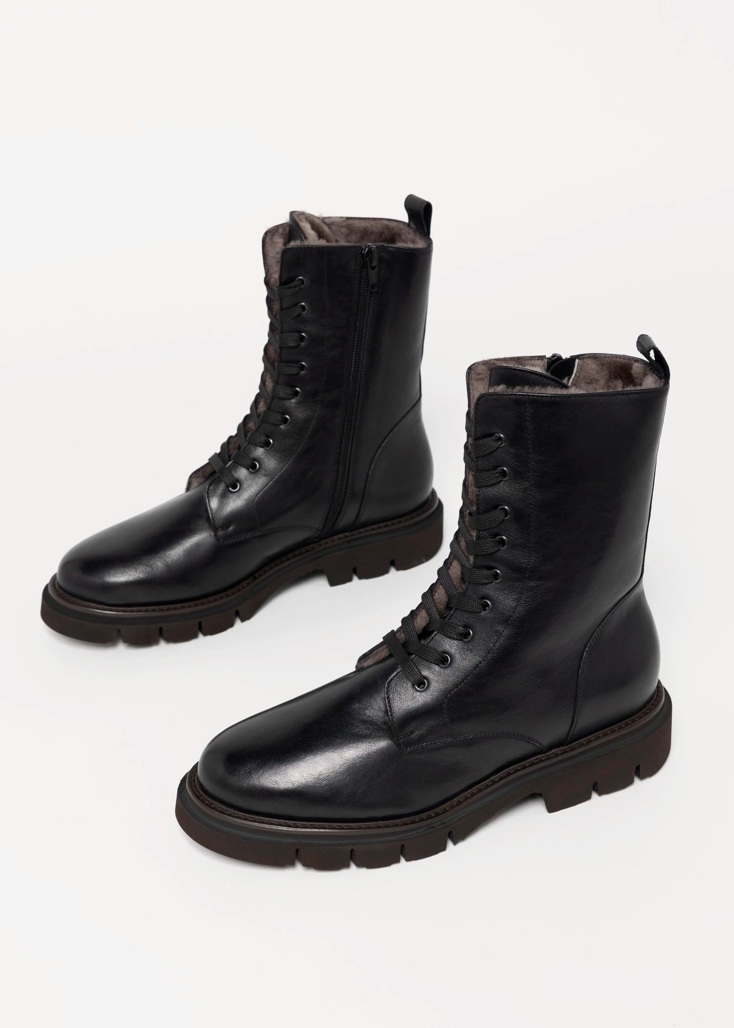 swatch_Black Leather l'idea waterproof combat boot