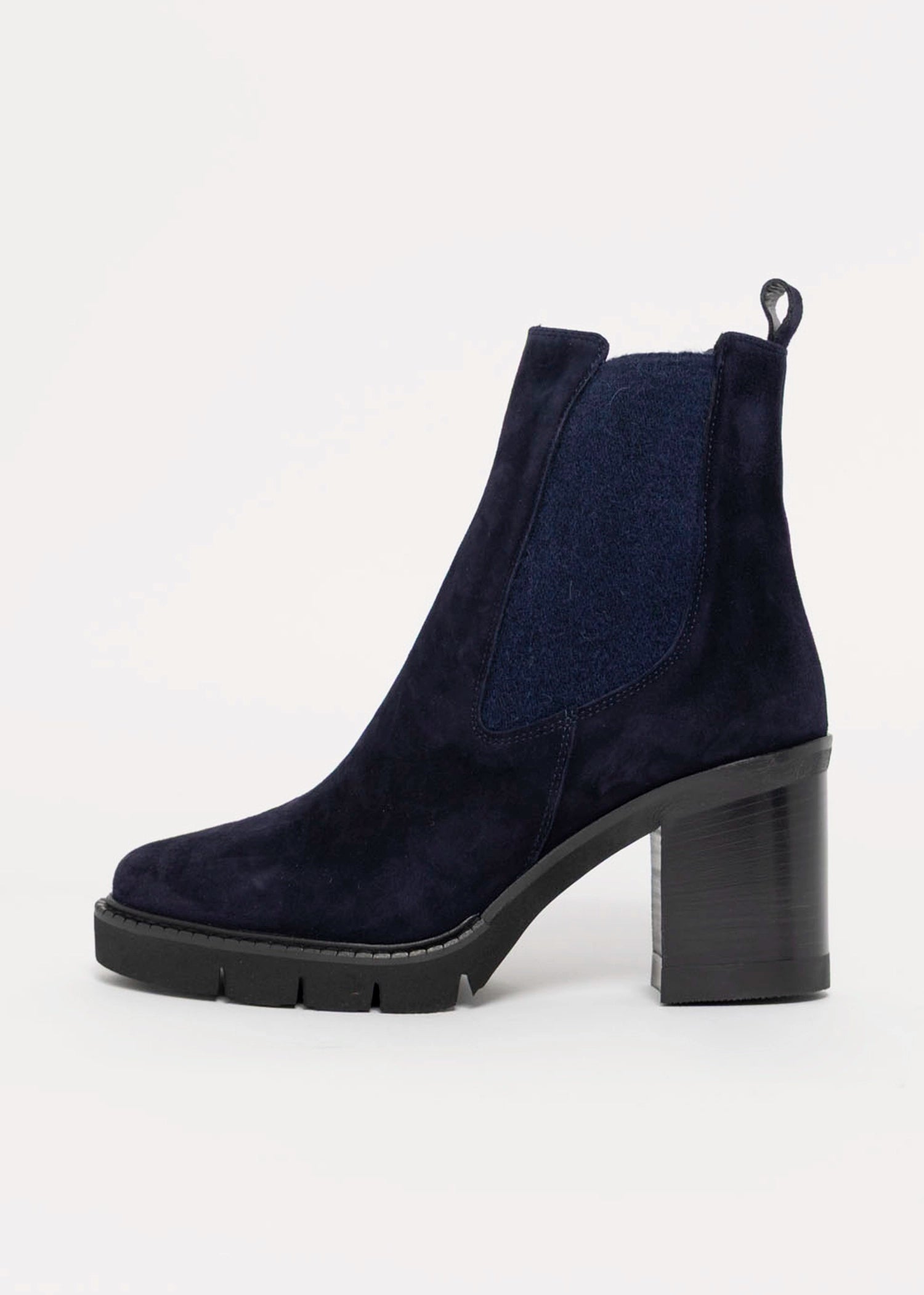 swatch_Navy Suede l'idea heeled chelsea boot