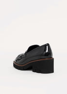 swatch_Black Leather l'idea heeled loafer with kilt