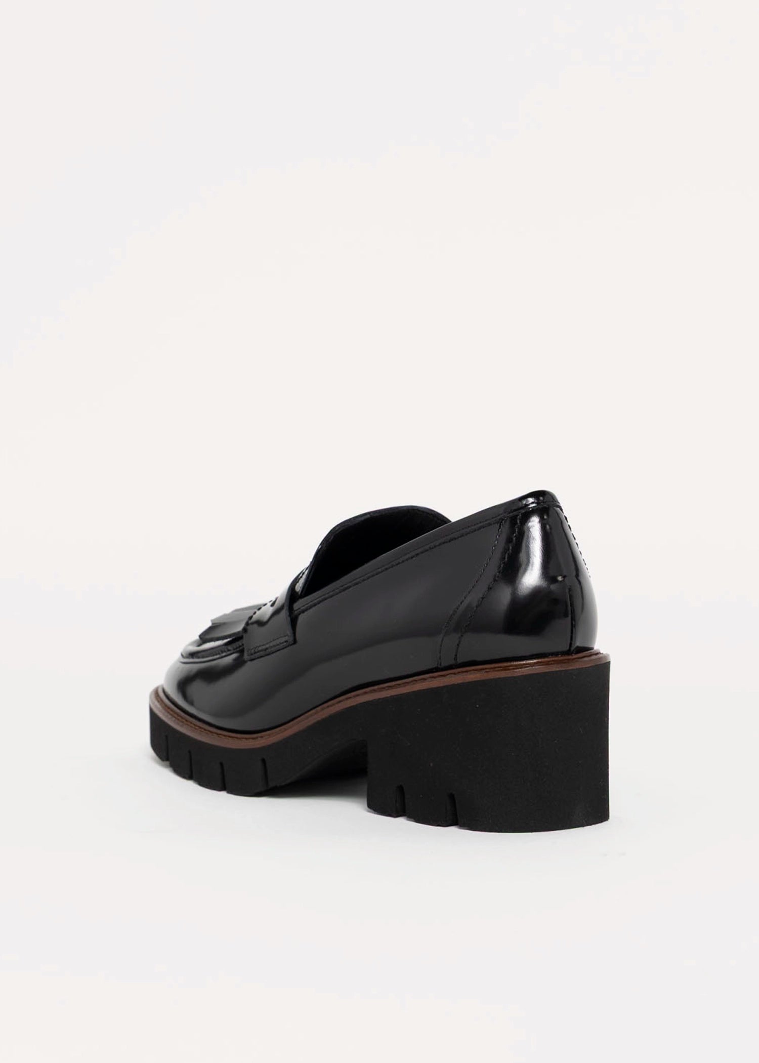 swatch_Black Leather l'idea heeled loafer with kilt