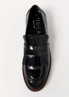 swatch_Black Leather l'idea heeled loafer with kilt