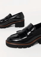 swatch_Black Leather l'idea heeled loafer with kilt