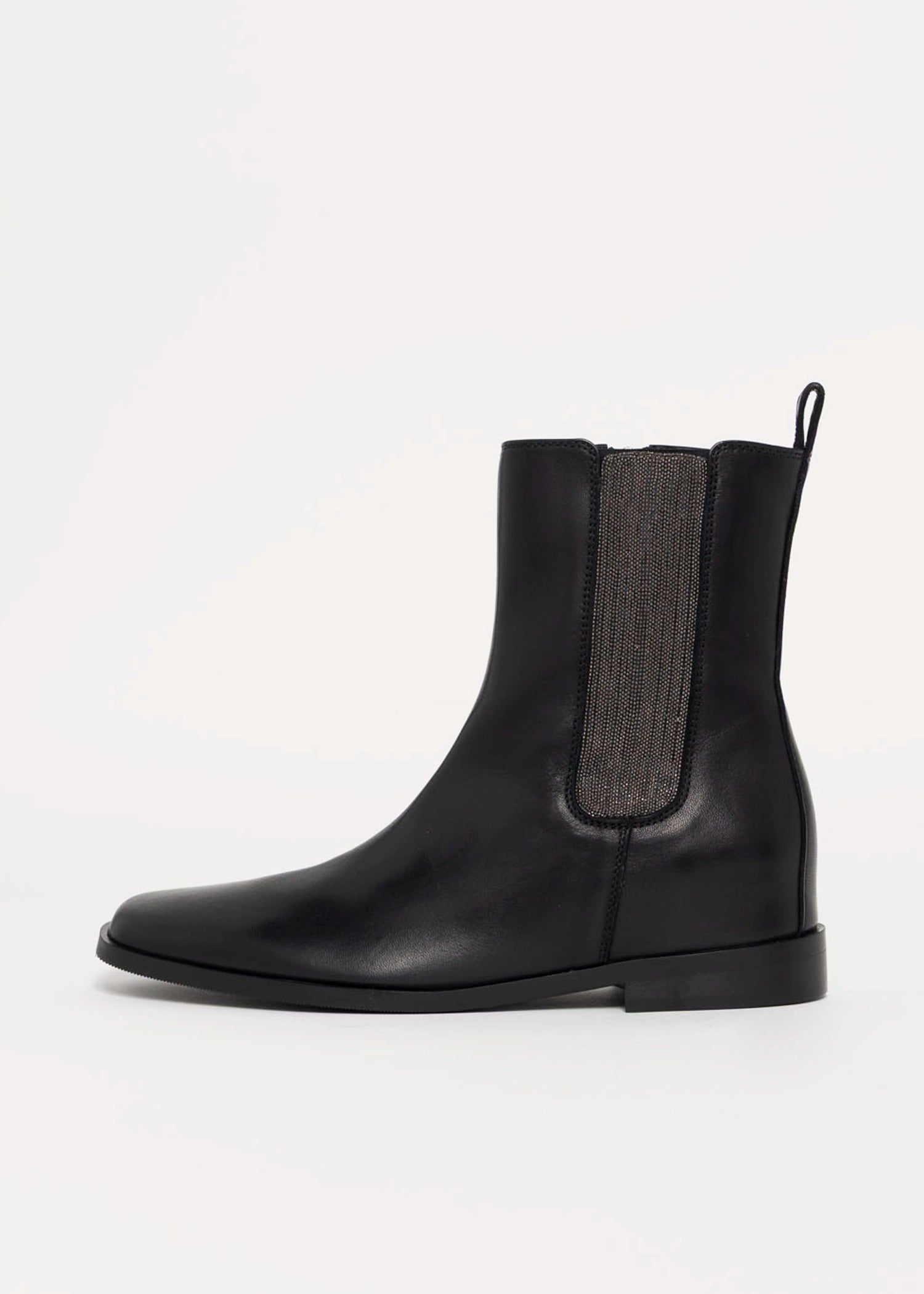 swatch_Black Leather l'idea chelsea boot with chain detail