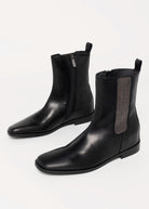 swatch_Black Leather l'idea chelsea boot with chain detail