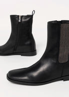 swatch_Black Leather l'idea chelsea boot with chain detail