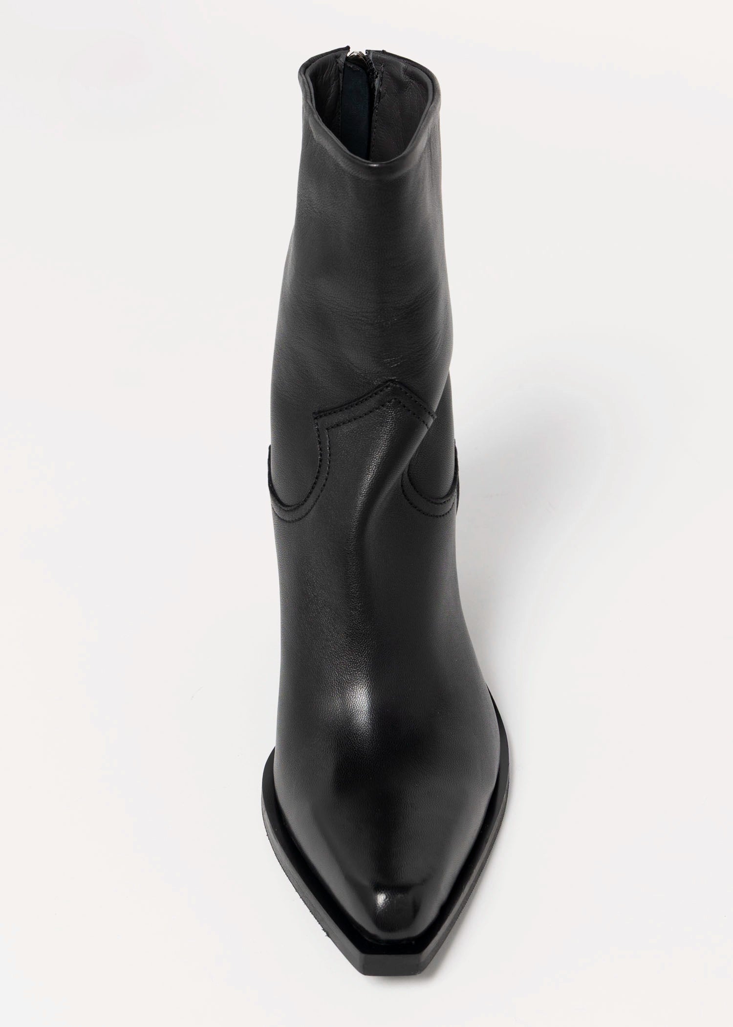 swatch_Black Leather l'idea western heeled boot