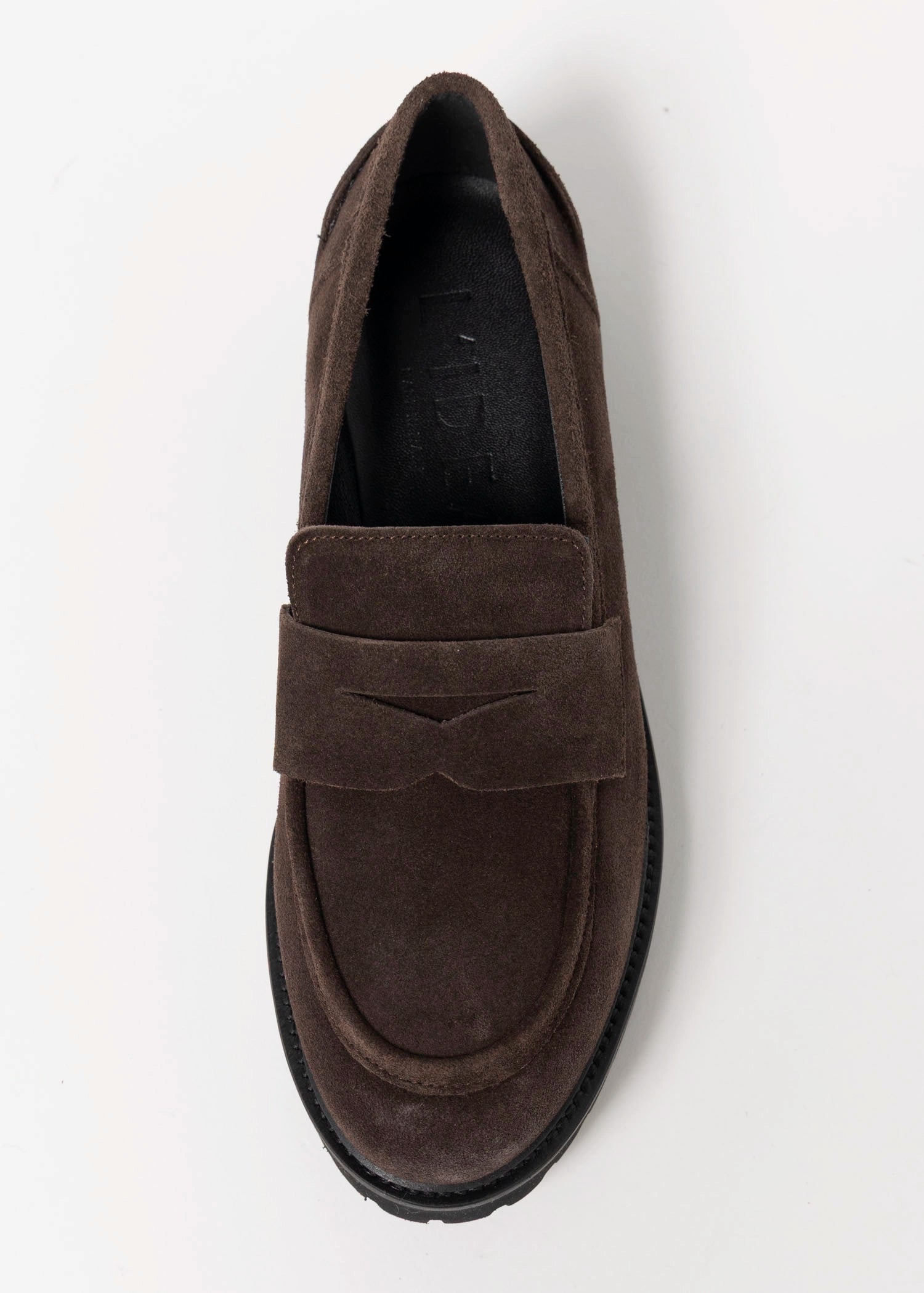 swatch_Dark Brown Suede l'idea italian leather penny loafer