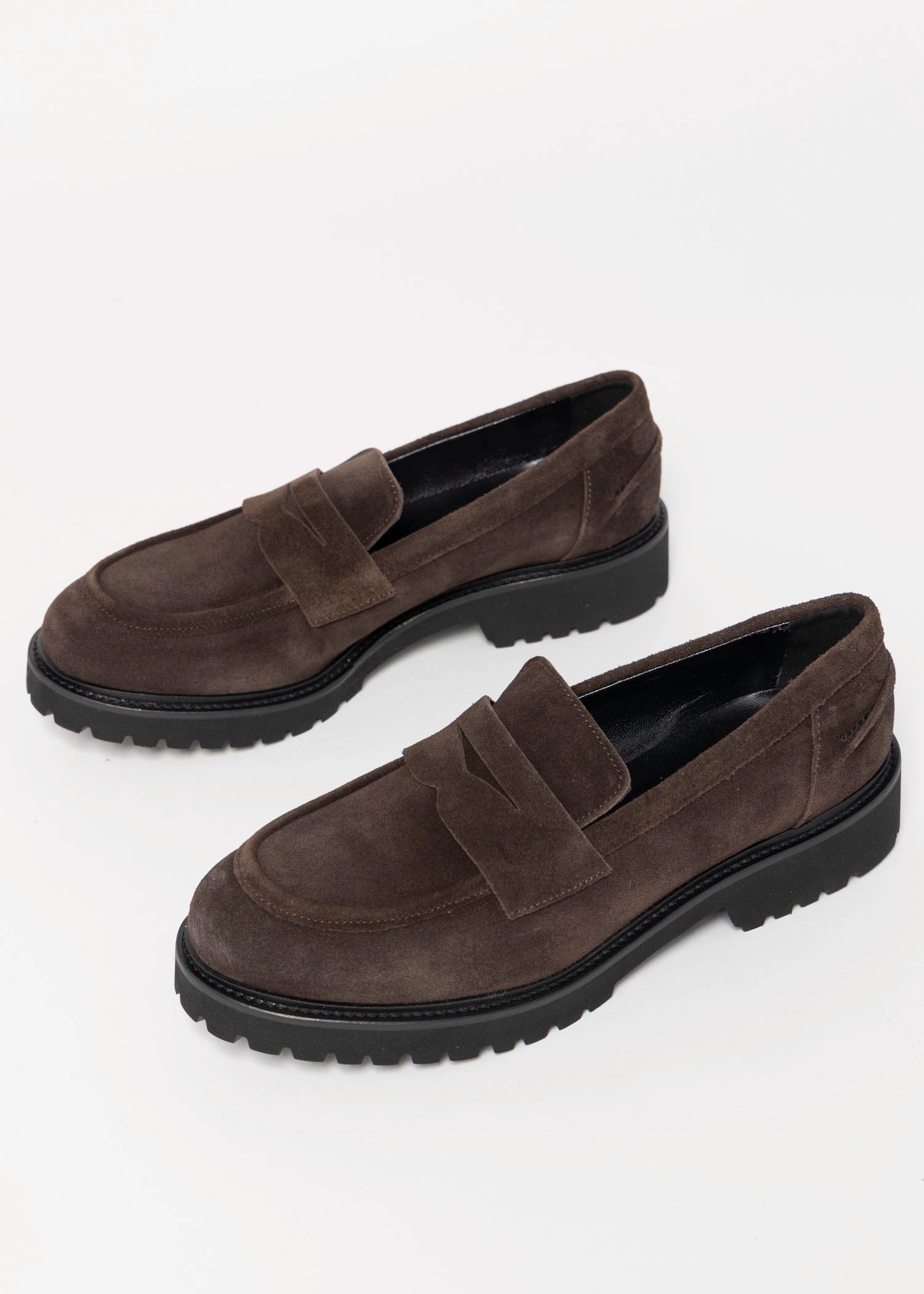 swatch_Dark Brown Suede l'idea italian leather penny loafer