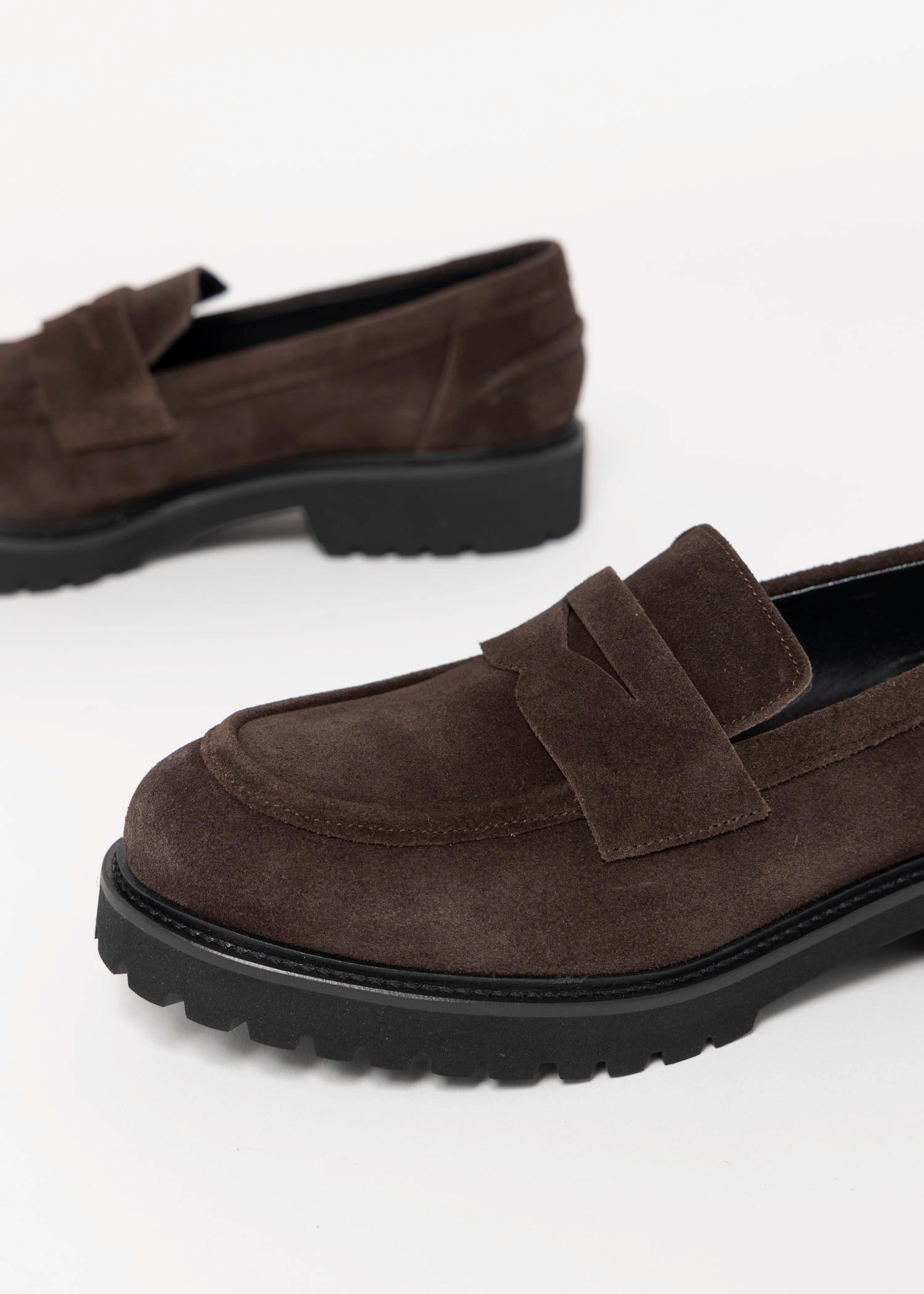 swatch_Dark Brown Suede l'idea italian leather penny loafer